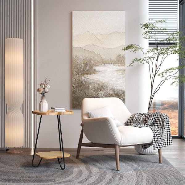 18.9 in. Natural Petal-Shaped Acacia Wood End Table, Accent Side Table