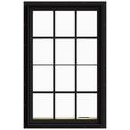 30 in. x 48 in. W-2500 Series Black Painted Clad Wood Right-Handed Casement Window with Colonial Grids/Grilles