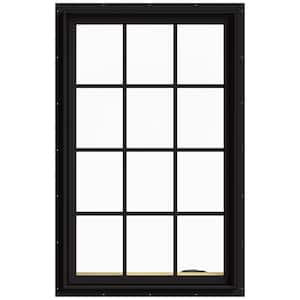 30 in. x 48 in. W-2500 Series Black Painted Clad Wood Right-Handed Casement Window with Colonial Grids/Grilles