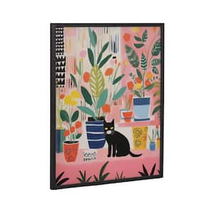 Gallery Whimsical Houseplants and a Black Kitty Cat by The Creative Bunch Studio Black Framed Art Print 16 in. x 20 in.