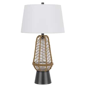31 in. H Charcoal Grey Glass Table Lamp