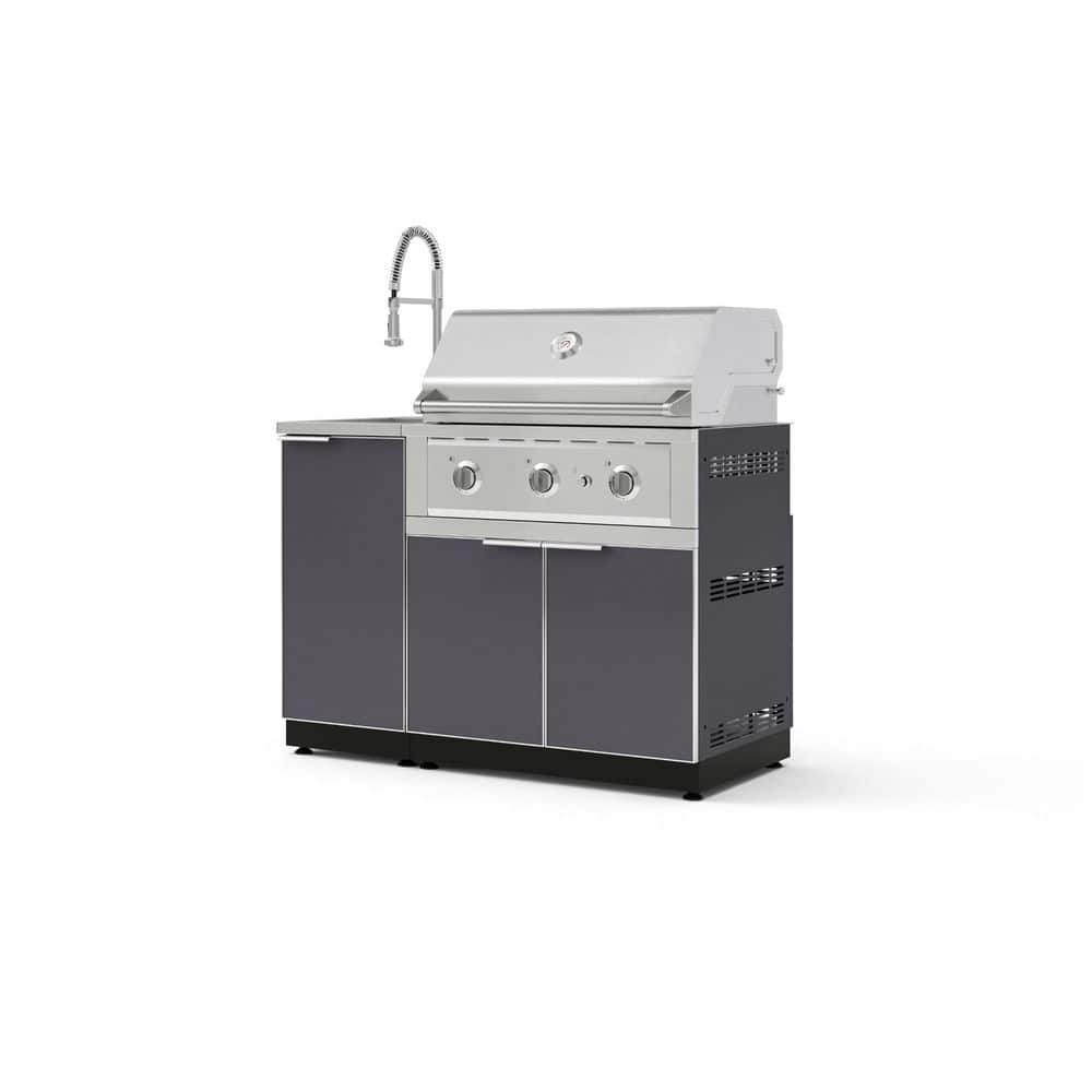 Outdoor Kitchen 3-Piece 3-Burners Propane Gas Grill Island in Gray w/33 in. Performance Grill and Sink with Faucet price history on PriceWatchPro
