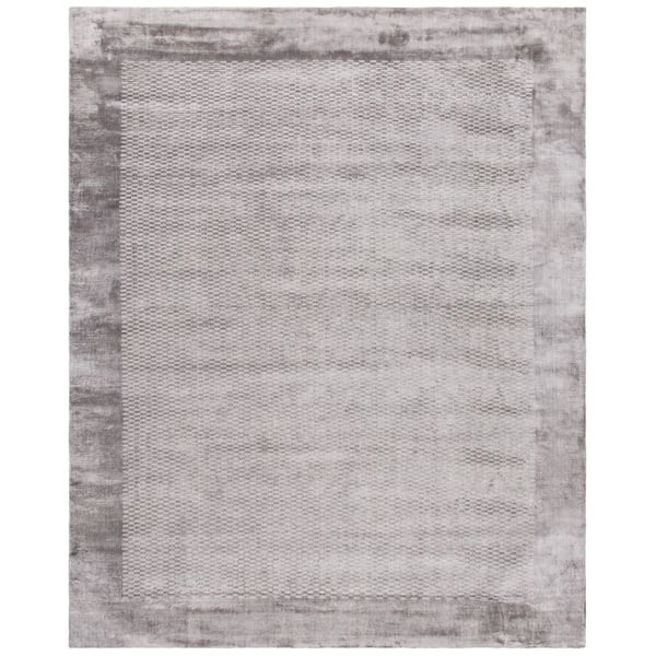 Mirage 8 ft. x 10 ft. Gray Solid Color Border Geometric Area Rug