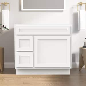 36 in. W x 21 in. D x 32.5 in. H 2-Left Drawers Bath Vanity Cabinet Only in White