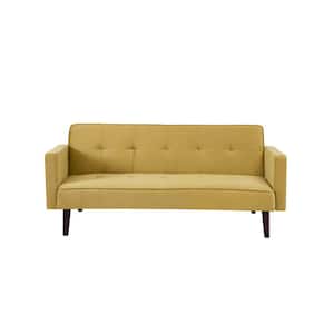 Taylor 72 in. W Yellow 2-Seats Tufted Velvet Sofa Bed Sleeper