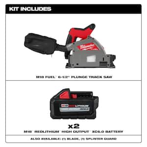 M18 FUEL 18V Lith-Ion Cordless Brushless 6-1/2 in. Plunge Cut Track Saw w/ (2) High Output 6.0 Ah Battery Pack