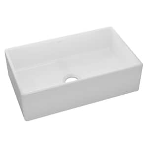 Burnham 30in. Farmhouse/Apron-Front 1 Bowl White Fireclay Sink Only and No Accessories