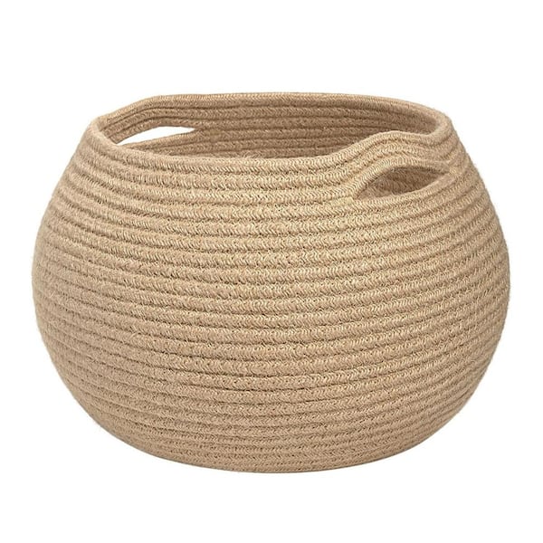 Afoxsos Storage Basket Wicker for Living Room, Toys Towel, Bedroom Small Round Basket for Children, Brown