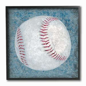 12 in. x 12 in. "Grunge Sports Equipment Baseball" by Studio W Printed Framed Wall Art