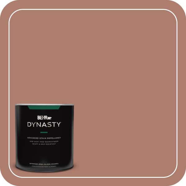 BEHR DYNASTY 1 qt. #PPU2-11 Mars Red One-Coat Hide Semi-Gloss Enamel Interior Stain-Blocking Paint and Primer