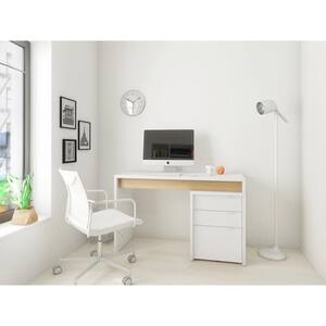 47.75 in. White Rectangular 3 -Drawer Computer Desk with Reversible Panel