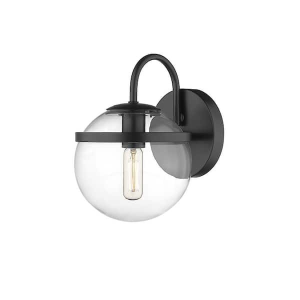 Sands 5.88 in. 1 Light Matte Black Vanity Light with Clear Glass Shade