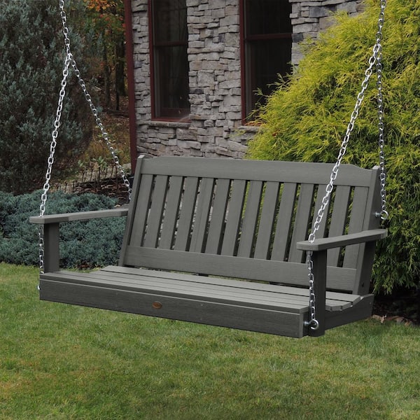 Lehigh 5 ft. 2-Person Coastal Teak Recycled Plastic Porch Swing