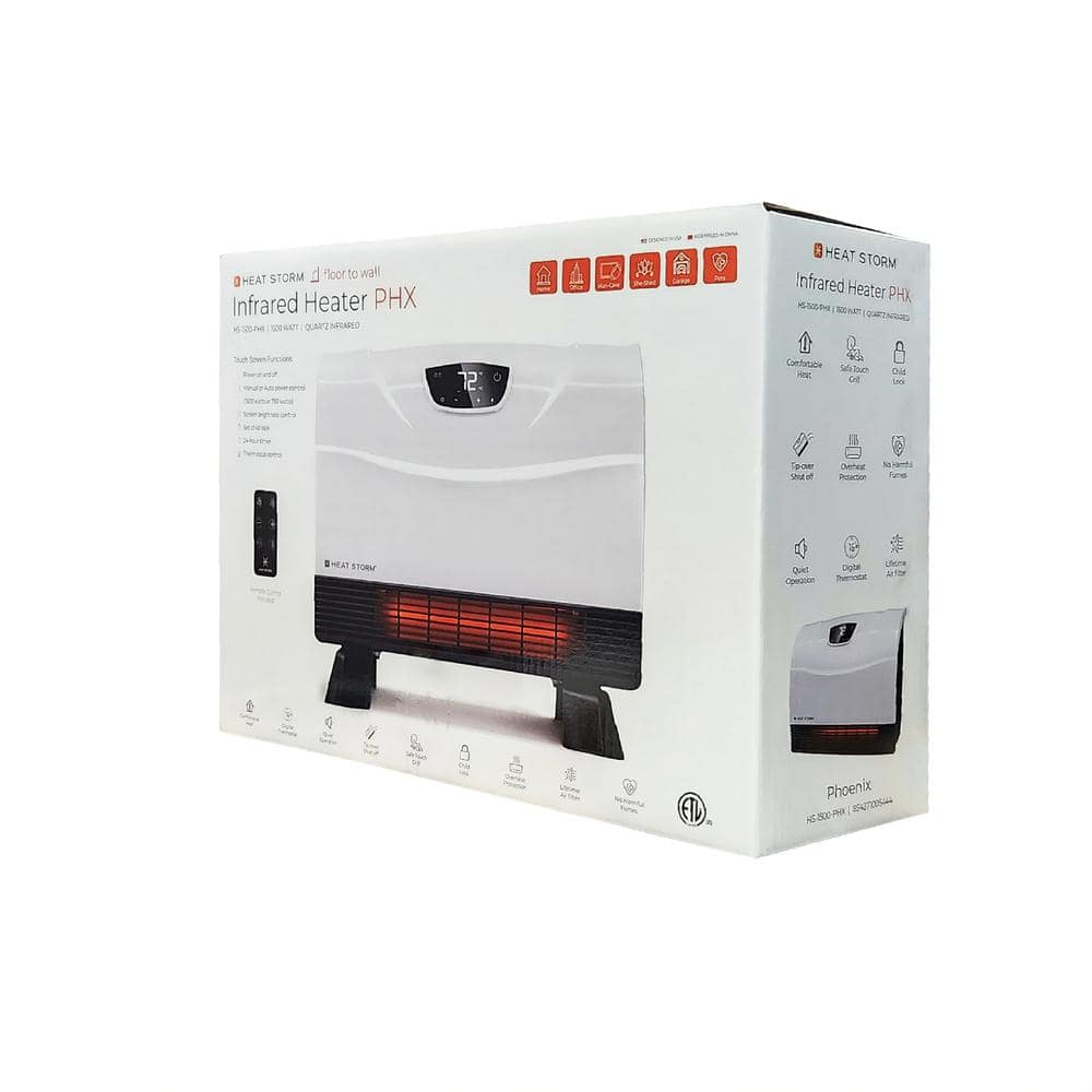 White 1500W Electric Infrared Wall-Mounted Heater with Thermostat