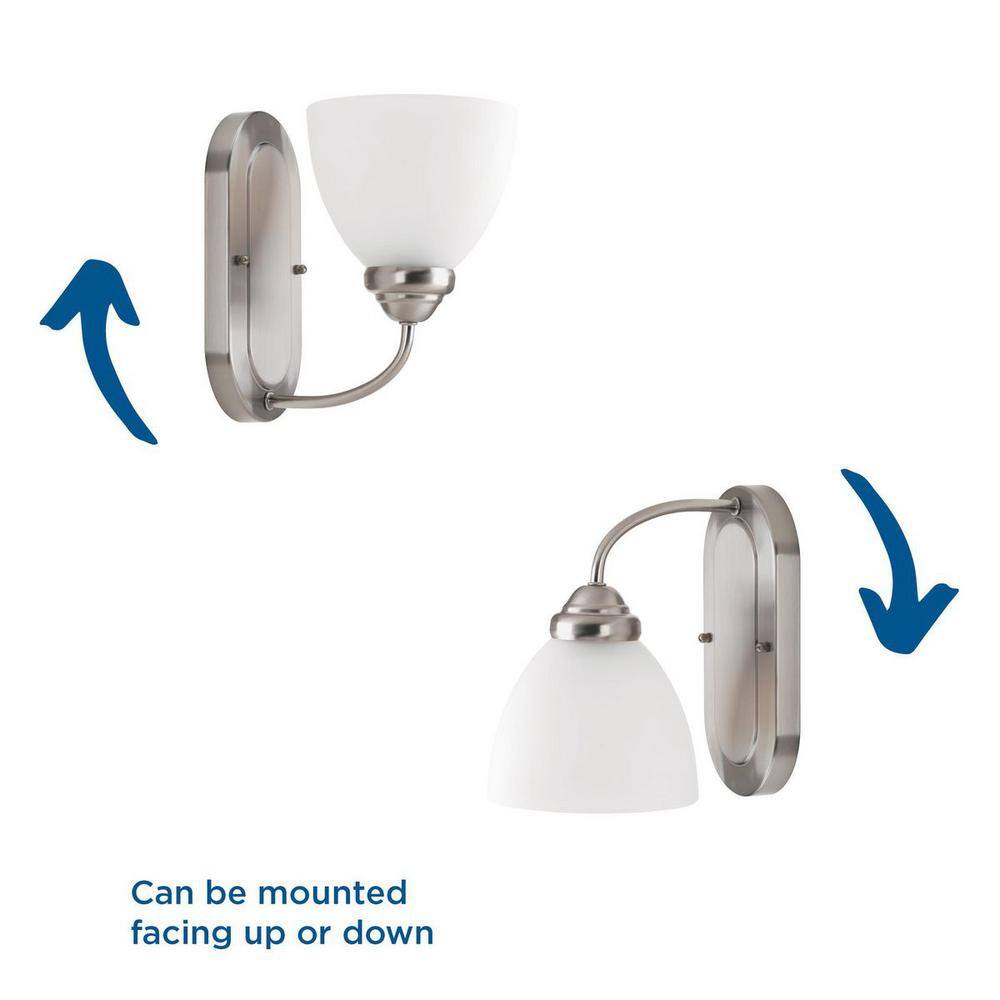 Brushed Nickel Ceramic Wall Sconce with Etched Glass Shade