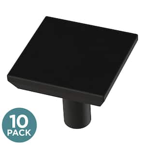 Simple Square 1-1/8 in. 29 mm Matte Black Cabinet Knob (10-Pack)