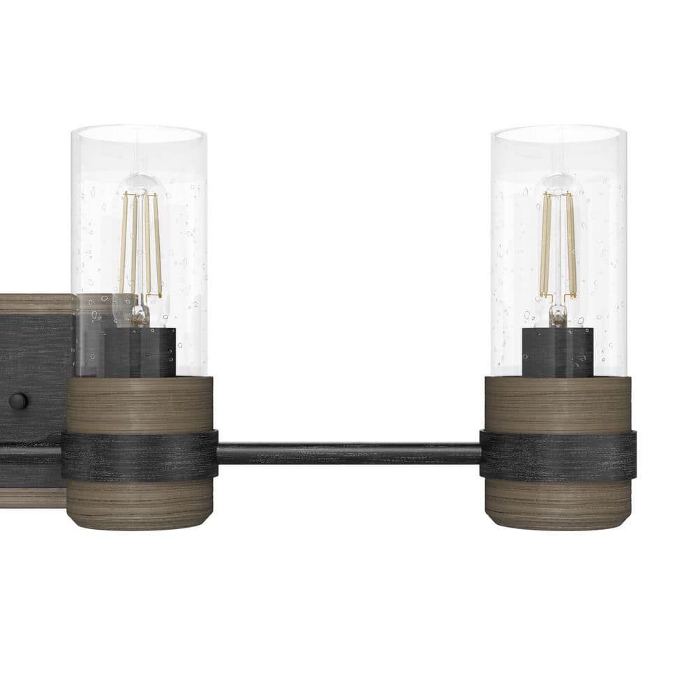 Rustic Iron 4-Light Dimmable Vanity Light with Clear Glass Shades