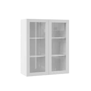 Designer Series Edgeley Assembled 30x36x12 in. Wall Kitchen Cabinet with Glass Doors in White