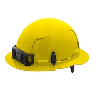 BOLT Yellow Type 1 Class C Full Brim Vented Hard Hat with 6-Point Ratcheting Suspension (10-Pack)