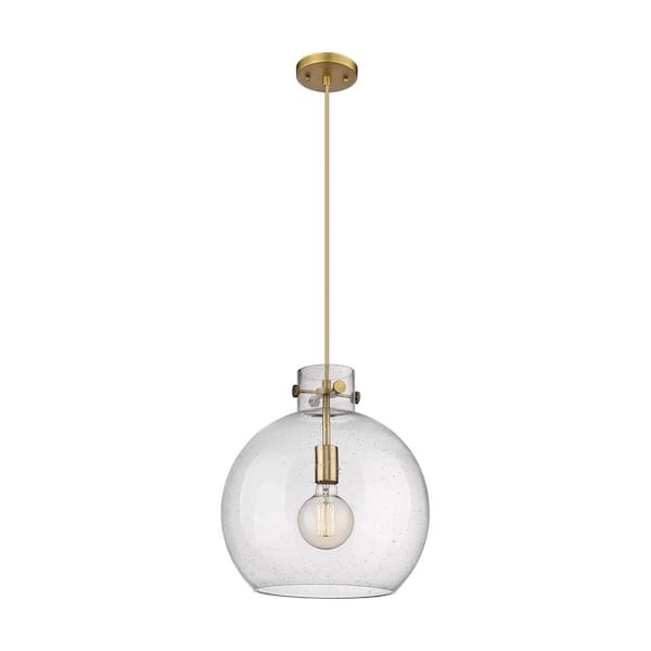 Innovations Newton Sphere 100-Watt 1 Light Brushed Brass Shaded Pendant ...