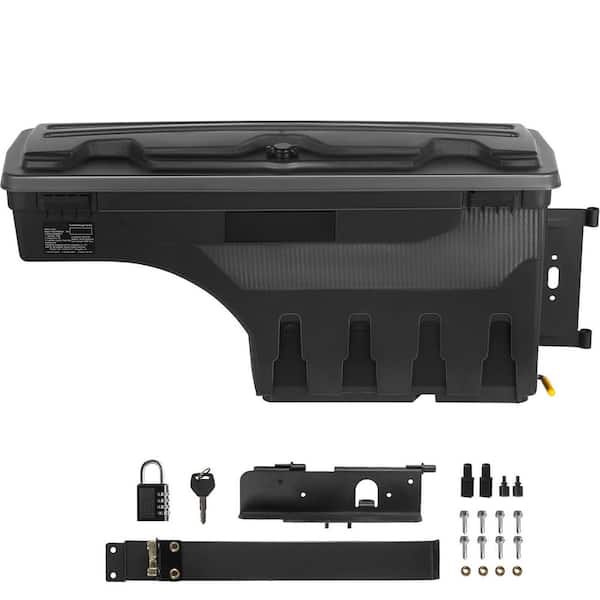 Truck Bed Storage Box, Lockable Lid, Waterproof ABS Wheel Trailer Tongue Box 6.6 Gal. /20 L Truck Tool Box