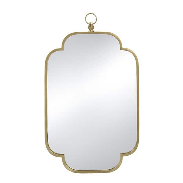 Unbranded Champagne Gold 19.7 in. W x 36 in. H Metal Framed Decorative Wall Mirror with Notched Edges, Gold Ring