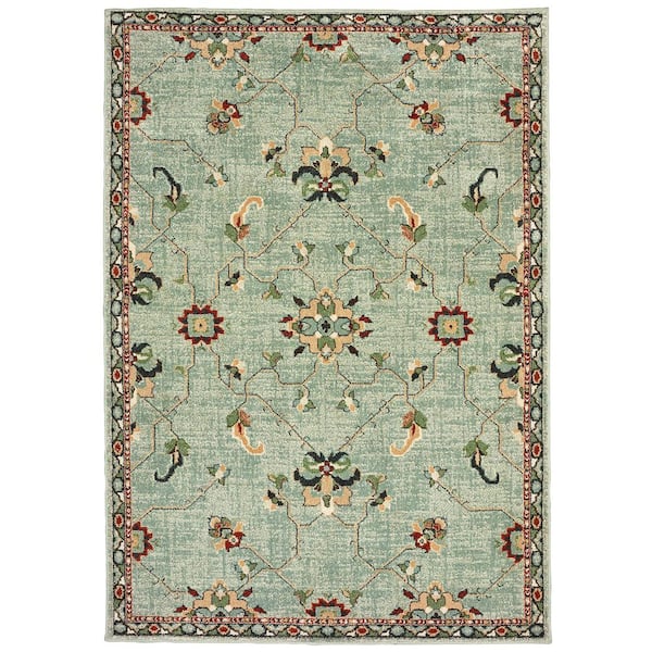 AVERLEY HOME Darci Blue/Teal 5 ft. x 8 ft. Floral Area Rug