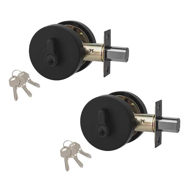 eModernDecor CozyBlock Contemporary Hidden Screw Style Entry Door Single Cylinder Deadbolt Matte Black Finish (Set of 2)