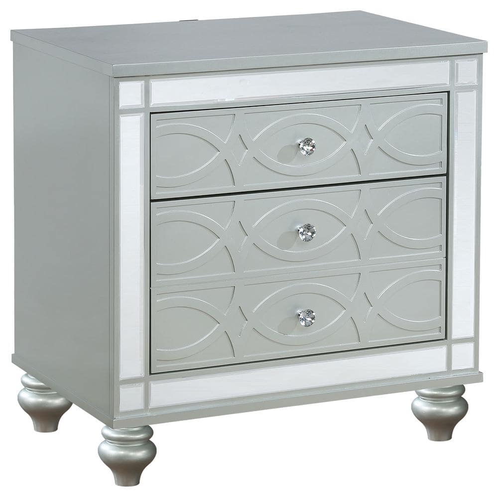 Coaster Gunnison 2-drawer Nightstand Silver Metallic 223212