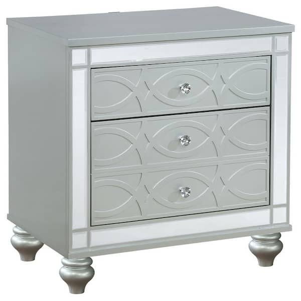 Coaster Gunnison 2-drawer Nightstand Silver Metallic