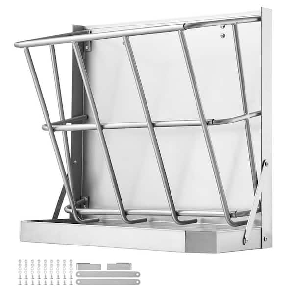 Goat Hay Feeder, 21 Gal. Large Capacity, 2 in 1 Design, Wall Mounted with Tray, Sturdy Steel for Sheep Horses