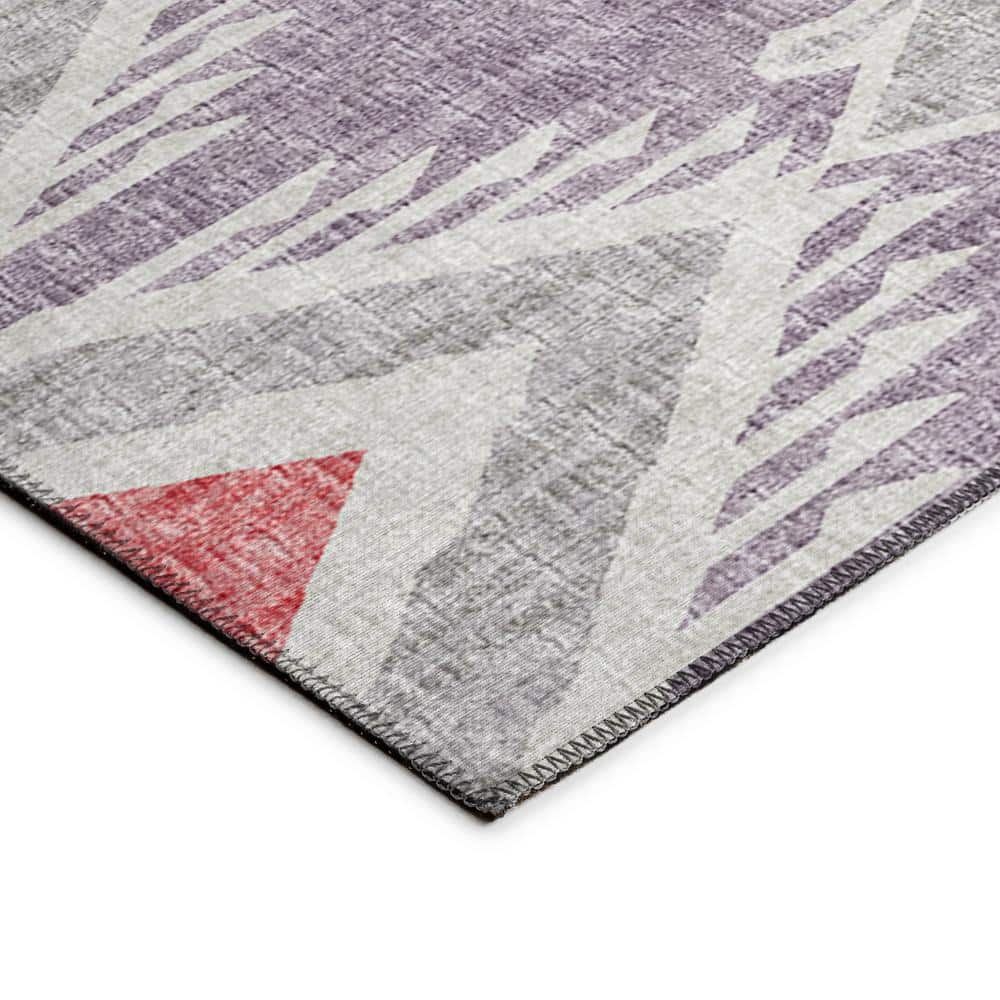 Yuma Purple and Gray Chenille Rectangular Washable Area Rug 5' x 7'