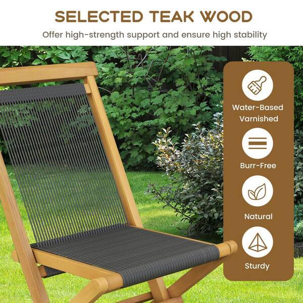 FORCLOVER 2-Piece Indonesia Teak Folding Outdoor Dining Chair with