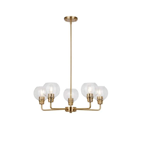 Luminosa 5-Light Chandelier Gold Finish Clear Globe Glass Shades