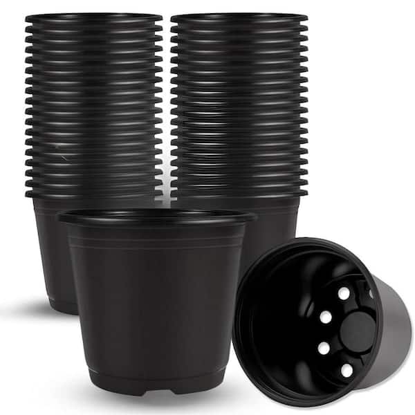 6 in. 0.5 gal dia Black Plastic Plant Nursery Seed Starting Nursery Pots
