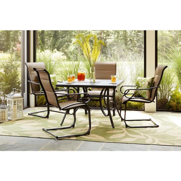 Hampton Bay Crestridge Steel Square Outdoor Patio Dining Table With Tile Top Fts61215b The Home Depot - Hampton Bay Replacement Tiles For Patio Table