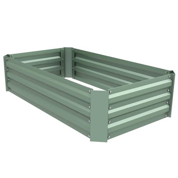 Aoodor 4 ft. x 2 ft. x 1 ft. Raised Garden Bed Metal Planter 800-009-GR ...