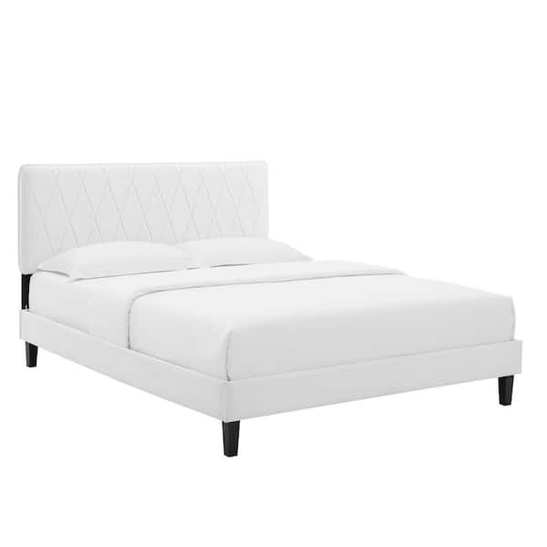 MODWAY Phillipa White Performance Velvet King Platform Bed
