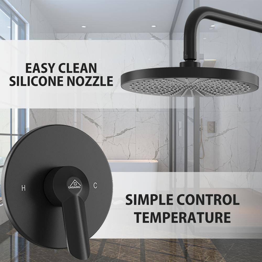 10-Inch Black Round Handheld Rain Shower System with Adjustable Height