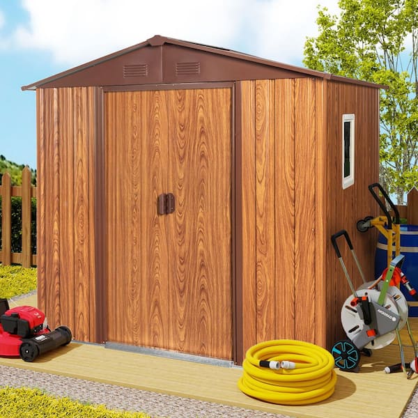 6 ft. W x 6 ft. D Metal Storage Shed with window and Metal foundation for Garden and Backyard (28 sq. ft. )
