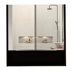 23.6 in. W x 24.6 in. H Black Rectangular Wood Recessed or Surface Mount Medicine Cabinet with Mirror