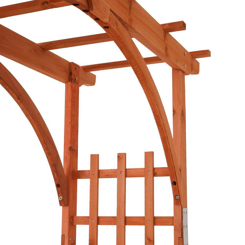 Traditional Brown Fir Wood Garden Arbor with Arch Design