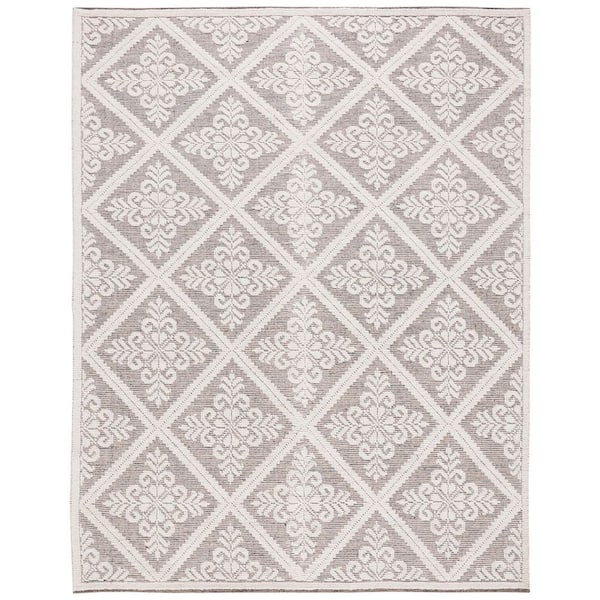 Vermont 9 ft. x 12 ft. Ivory/Brown Diamond Ornate Area Rug