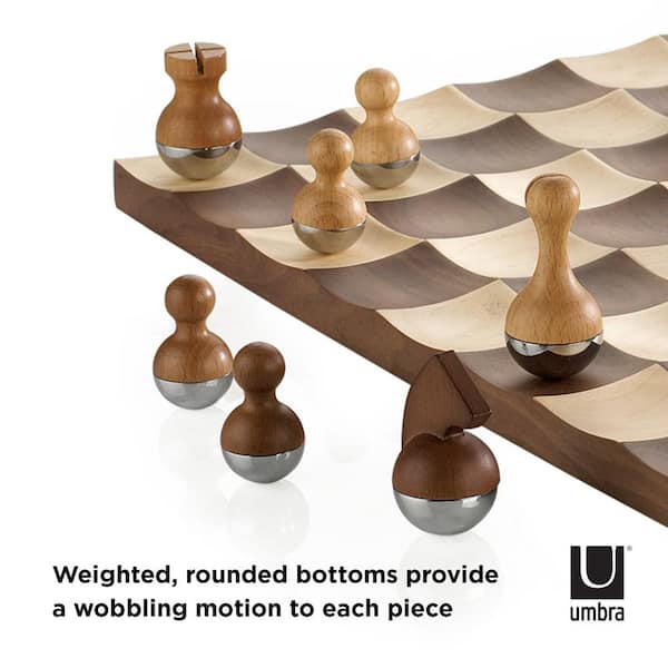 Umbra Wobble Chess Set Walnut