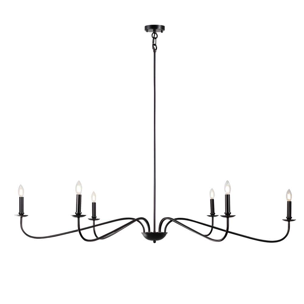 Black Metal 6-Light Candle-Style Chandelier