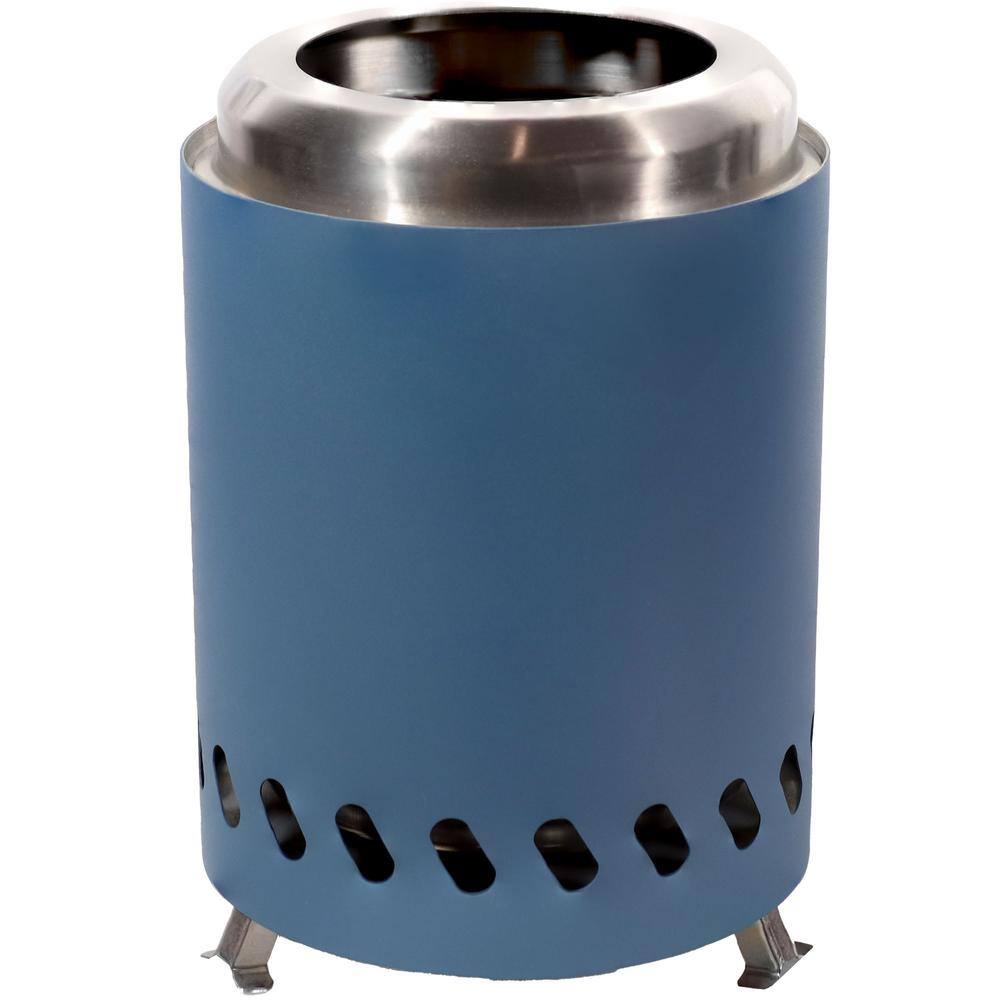 Blue Stainless Steel Tabletop Smokeless Fire Pit with Foldable Legs