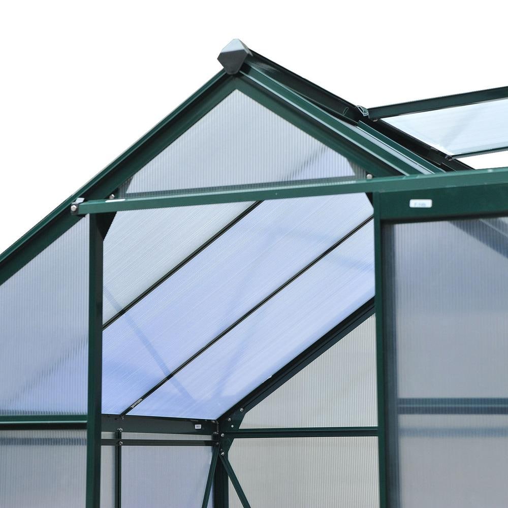 Outsunny Green Polycarbonate Walk-In Garden Greenhouse with Aluminum Frame