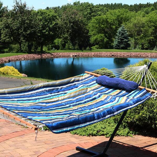 hamachan_dayo　0913 Amazon.com : Sunnydaze Quilted Double Hammock with Stand for