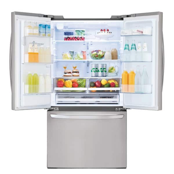 Lg Electronics 26 2 Cu Ft French Door Smart Refrigerator With Glide N Serve And Wi Fi Enabled In Printproof Stainless Steel Lfxs26973s The Home Depot