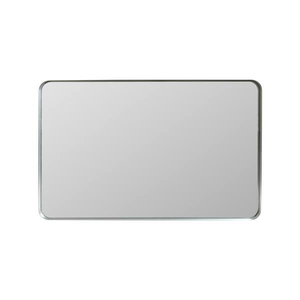 Unbranded 35.82 in. W x 29.92 in. H Rectangular Aluminium Alloy Framed Wall Bathroom Vanity Mirror in Silver